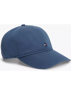 Tommy Hilfiger Erkek %100 Organik Pamuklu Ayarlanabilir Metal Tokalı Bayrak Logo Nakışlı Mavi Şapka AM0AM14099-DBZ
