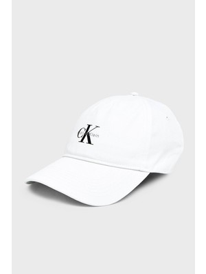 Calvin Klein Kadın Ck Logo Baskılı Pamuklu Ayarlanabilir Tokalı Beyaz Şapka LV04K5027G-YAF