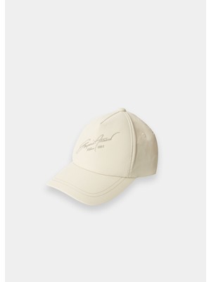 Emporio Armani Erkek Ipek Karışımlı Logo Nakışlı Ayarlanabilir Tokalı Ekru Spor Şapka EM004851 AF24835-U1156
