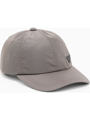 Emporio Armani Erkek Kartal Plakalı Ayarlanabilir Metal Tokalı Gri Spor Şapka EM001962 AF13454-U6200