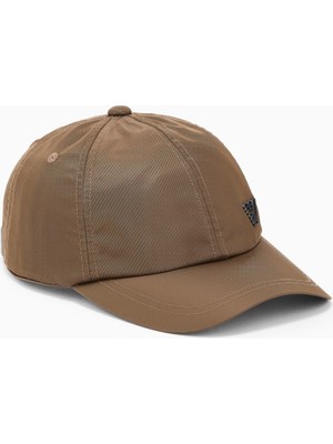 Emporio Armani Erkek Kartal Plakalı Ayarlanabilir Metal Tokalı Kahverengi Spor Şapka EM001962 AF13454-U6141
