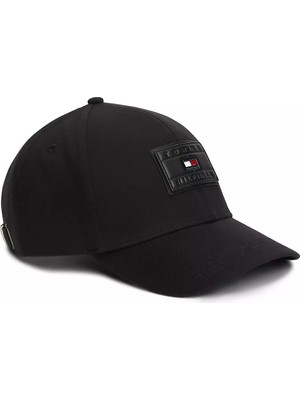 Tommy Hilfiger Erkek Pamuklu Logo Etiketli Ayarlanabilir Tokalı Siyah Spor Şapka AM0AM14512-BDS