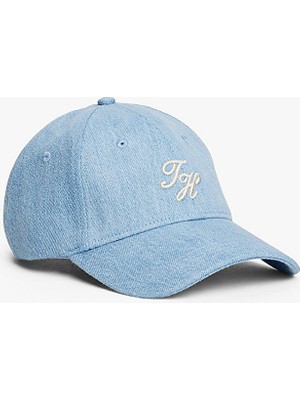 Tommy Hilfiger Kadın Th Logo Işlemeli Ayarlanabilir Metal Tokalı Mavi Şapka AW0AW17486-0GY
