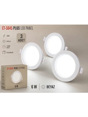Aygün Elektrik CT-5645 6W Plus LED Panel Beyaz - 3 Adet