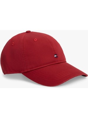Tommy Hilfiger Erkek %100 Organik Pamuklu Ayarlanabilir Metal Tokalı Bayrak Logo Nakışlı Kırmızı Şapka AM0AM14099-XIT