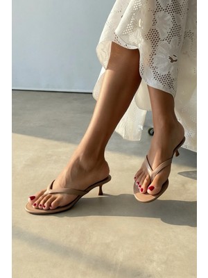 Nope21 Daisy Nude Mini Topuklu Terlik