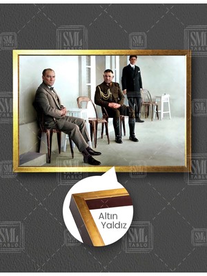 SML Tablo Mustafa Kemal Atatürk ve Komutan Yatay Çerçeveli Kanvas Tablo