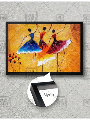 SML Tablo Afrkalı Dans Eden Kadın Etnik Kıyafet African Woman Yatay Çerçeveli Kanvas Tablo