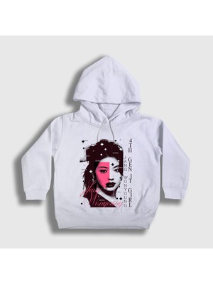 Presmono Unisex Çocuk Beyaz Jang Wonyoung V2 K-Pop Ive Kapüşonlu Sweatshirt