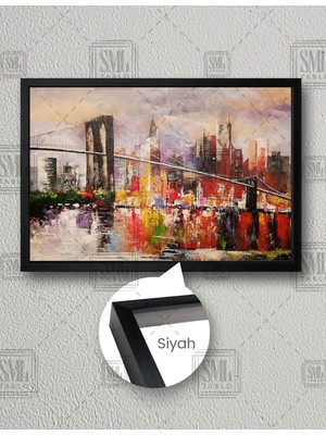 SML Tablo Soyut Şehir Manzarası Köprü Doğa Abstract Yatay Çerçeveli Kanvas Tablo