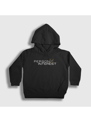 Presmono Unisex Çocuk Siyah Logo Person Of Interest Kapüşonlu Sweatshirt