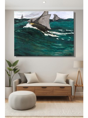 Şehber Yağlı Boya Efekt Claude Monet'nin "yeşil Dalga" (The Green Wave) Tablosu Yatay Kanvas 3562