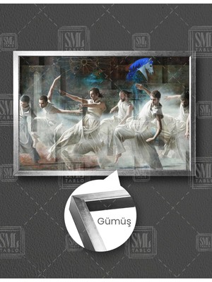 SML Tablo Lirik Dans Eden Dans Grubu Yatay Çerçeveli Kanvas Tablo