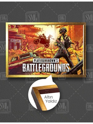 SML Tablo Pubg Mobil Oyun Ilüstrasyon Yatay Çerçeveli Kanvas Tablo
