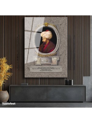 Tablofest Tamperli Cam Tablo Fatih Sultan Mehmed Klasik Portre Osmanlı Tablosu Duvar Dekoru