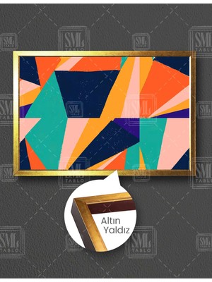 SML Tablo Geometrik Desenler Modern Sanat Soyut Dekoratif Yatay Çerçeveli Kanvas Tablo