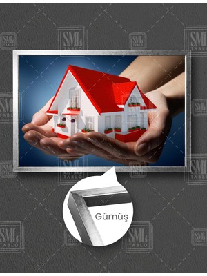 SML Tablo Emlak Ofisi Real Estate Emlakçı Yapı Denetim Deprem Sigortası Yatay Çerçeveli Kanvas Tablo