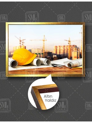 SML Tablo Şehir Planlaması Yapı Denetim Inşaat Mühendisliği Building City Yatay Çerçeveli Kanvas Tablo