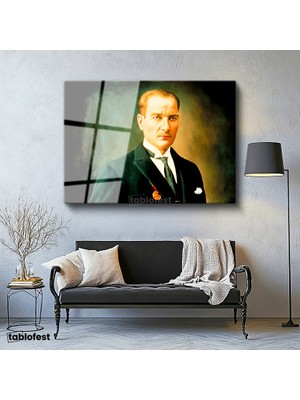 Tablofest Tamperli Cam Tablo Atatürk Madalyalı Resim Sanatı Atatürk Tablosu Duvar Dekoru