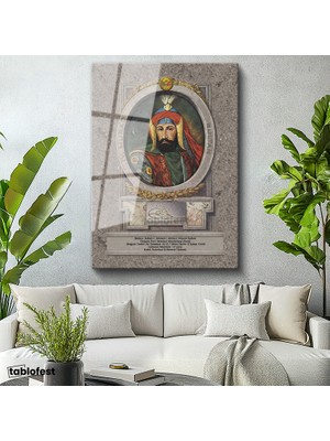 Tablofest Tamperli Cam Tablo Sultan I Ahmed Portresi Osmanlı Tablosu Duvar Dekoru