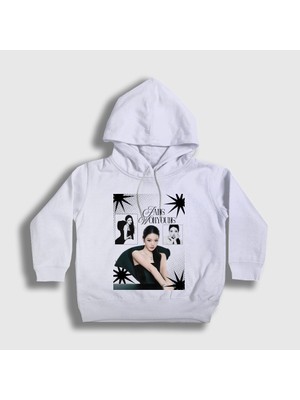 Presmono Unisex Çocuk Beyaz Sparkles Jang Wonyoung K-Pop Ive Kapüşonlu Sweatshirt