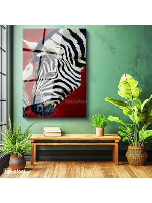 Tablofest Tamperli Cam Tablo Doğal Desen Zebra Tablosu Duvar Dekoru