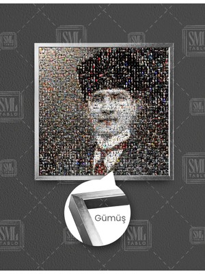 SML Tablo Mustafa Kemal Atatürk Resim Albüm Kare Çerçeveli Kanvas Tablo