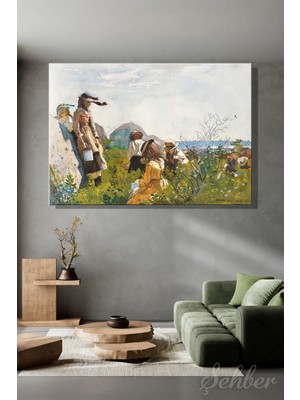 Şehber Winslow Homer "berry Pickers" Eserin Reprodüksiyonu Yatay Kanvas Tablo Tekli 3567