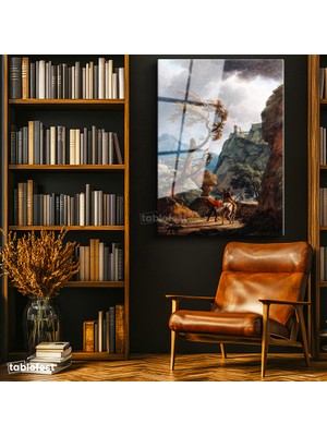Tablofest Tamperli Cam Tablo C.J. Vernet Kale Manzarası Öncesi Yağmurlu Atmosfer Ressam Tablosu Dekoru