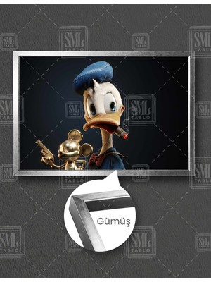 SML Tablo Puro Içen Ördek Donald Duck Varyemez Amca Mafya Yatay Çerçeveli Kanvas Tablo