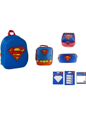 GENC DIJITAL BASKI Superman Anaokulu Çantası Seti(7 Parça)