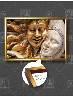 SML Tablo Ay ve Güneş Zıtlık Sun And Moon Love Dekor Yatay Çerçeveli Kanvas Tablo