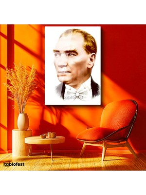 Tablofest Tamperli Cam Tablo Atatürk Papyonlu Çizim Atatürk Tablosu Duvar Dekoru
