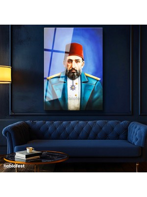 Tablofest Tamperli Cam Tablo Sultan II Abdülhamid Modern Yorum Portresi Osmanlı Tablosu Duvar Dekoru