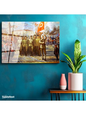 Tablofest Tamperli Cam Tablo Atatürk İzmir Girişi Atatürk Tablosu Duvar Dekoru