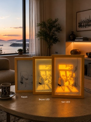 Tabis Hediyelik Dekoratif LED Masaüstü Tablo Işık ve Gölge Berjer Tasarımı