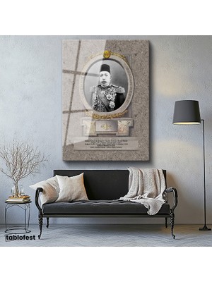 Tablofest Tamperli Cam Tablo Sultan Mehmed Reşad Portresi Osmanlı Tablosu Duvar Dekoru