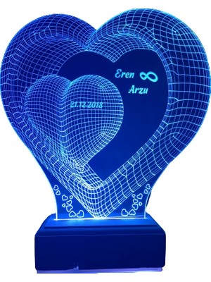 Modiwa Design Kalp ve Sonsuzluk 16 Renk LED Gece Lambası