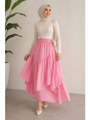 Moda Erva 34 Asimetrik Kesim Parçalı Poplin Etek