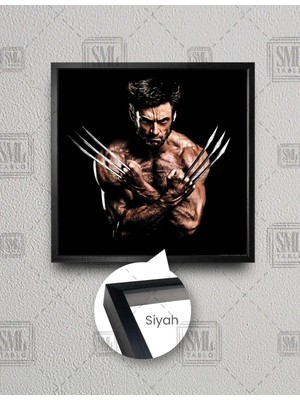 SML Tablo Hugh Jackman Wolverine Xman Film Metal Yumruklar Kare Çerçeveli Kanvas Tablo