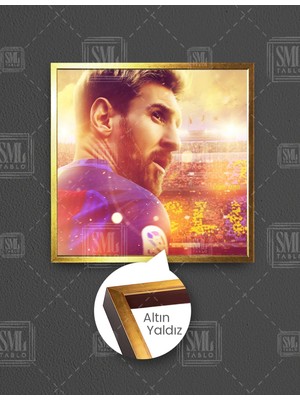 SML Tablo Lionel Messi Arjantin Barselona Futbol Kare Çerçeveli Kanvas Tablo