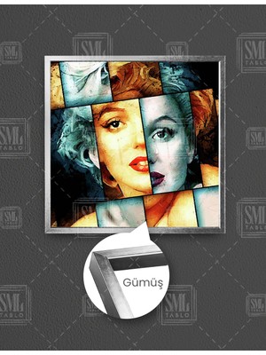 SML Tablo Marliyn Monroe Kolaj Art Kadın Woman Güzellik Kare Çerçeveli Kanvas Tablo