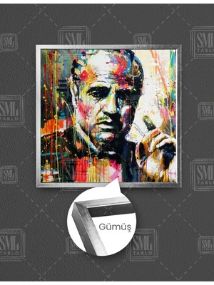 SML Tablo The Godfather Don Corleone Yağlı Boya Kare Çerçeveli Kanvas Tablo