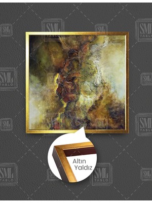 SML Tablo Kahverengi Siyah Turuncu Renkli Abstract Soyut Modern Dekor Kare Çerçeveli Kanvas Tablo
