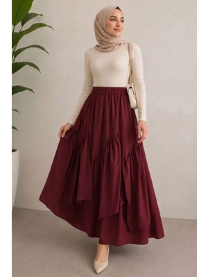 Moda Erva 34 Asimetrik Kesim Parçalı Poplin Etek