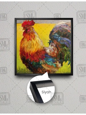 SML Tablo Rengarenk Horoz Soyut Hayvan Art Dekoratif Kare Çerçeveli Kanvas Tablo