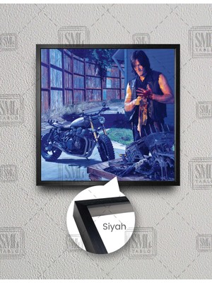 SML Tablo Daryl Dixon The Walking Dead Motor Tamiri Kare Çerçeveli Kanvas Tablo