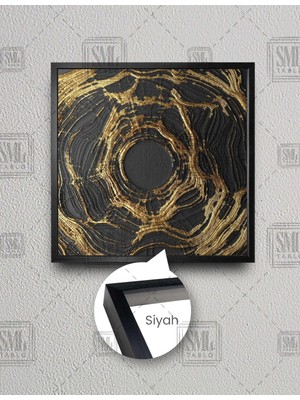 SML Tablo Soyut Sanat Altın Gold Dekoratif Abstract Modern Kare Çerçeveli Kanvas Tablo