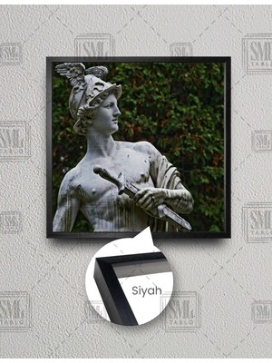 SML Tablo Hermes Yunan Mitolojisi Heykel Dekor Kare Çerçeveli Kanvas Tablo