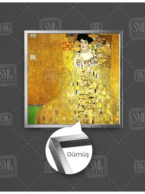 SML Tablo Bauerin Portresi Gustav Klimt Ressam Sanat Lüks Dekor Kare Çerçeveli Kanvas Tablo